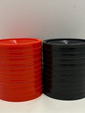 Jumbo Red and Black Plastic Checkers Gaming Chips - Stackable Set